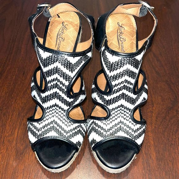 Lucky Brand Shoes - Lucky Brand Black & White Wedge SZ10